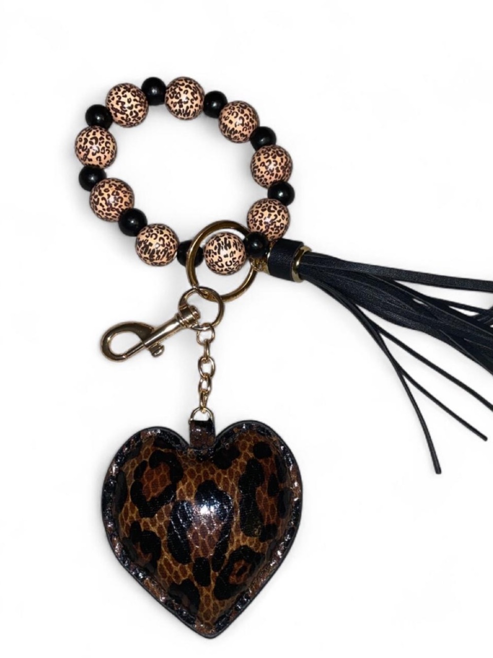 Brown and Black Cheetah/Leopard Keychain